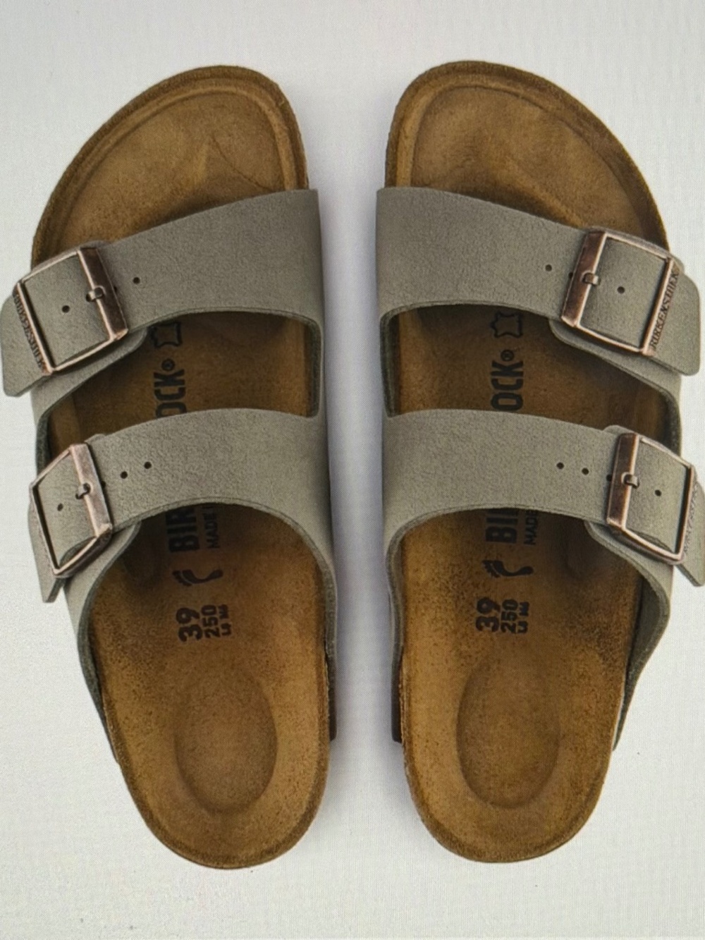 SALE! Birkenstock Arizona Men’s 2 Strap Sandals Stone  Sz 43 Regular BNWB